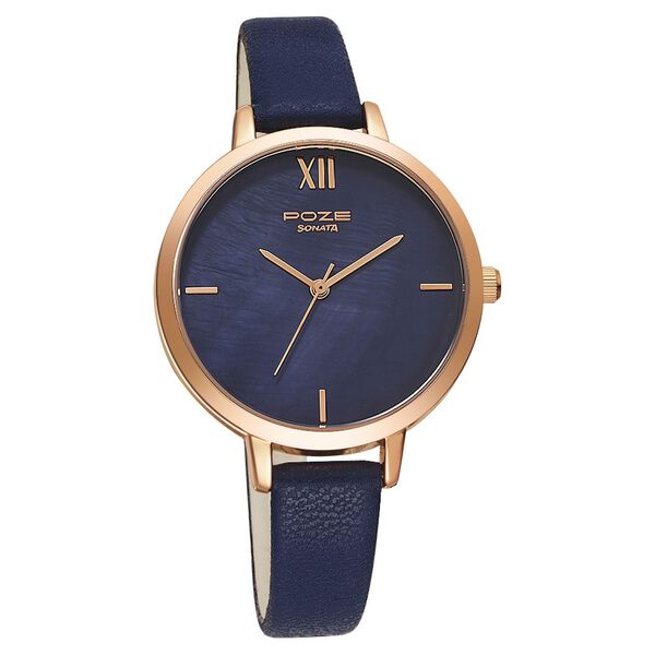 Poze by Sonata Quartz Analog Blue Dial PU Leather Strap Watch for Women - image number 1