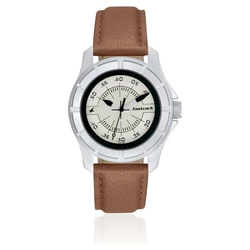 Fastrack Quartz Analog Silver Dial Leather Strap Watch for Girls