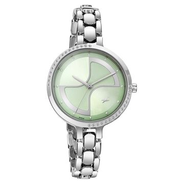 Fastrack Pulse Quartz Analog Green Dial Metal Strap Watch For Girls
