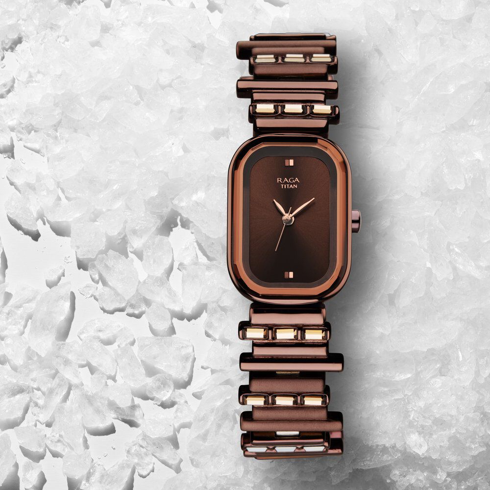 Raga Women s Love all Elegant Oval Brown Dial Metal Strap Watch