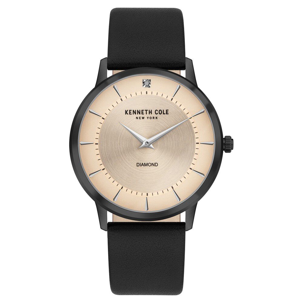Buy Online Kenneth Cole Quartz Analog Rose Gold Dial Leather Strap