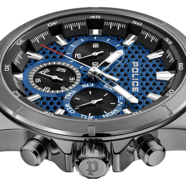 Police Quartz Multifunction Blue Dial Grey Stainless Steel Strap Watch For Men - image number 2