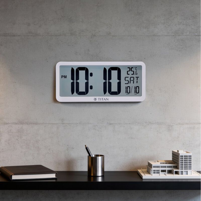 Titan Premium Digital Clock - Digital LCD Panel Battery Operated No Wires Modern Minimalist Design Decorative Wall Decor