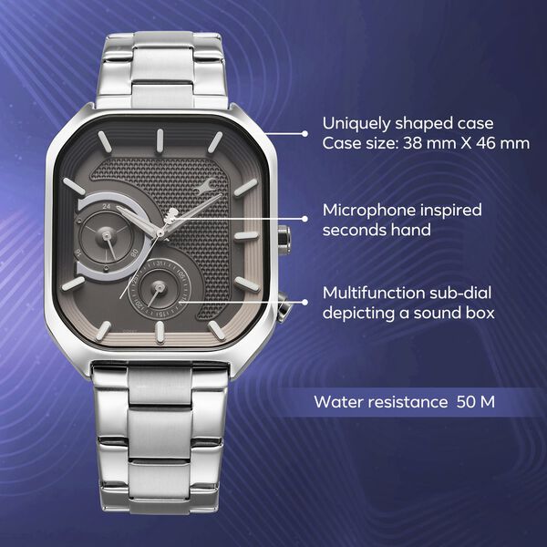 Fastrack Groove Multifunction Anthracite Dial Metal Strap Guy's Watch with Lume indices - image number 2