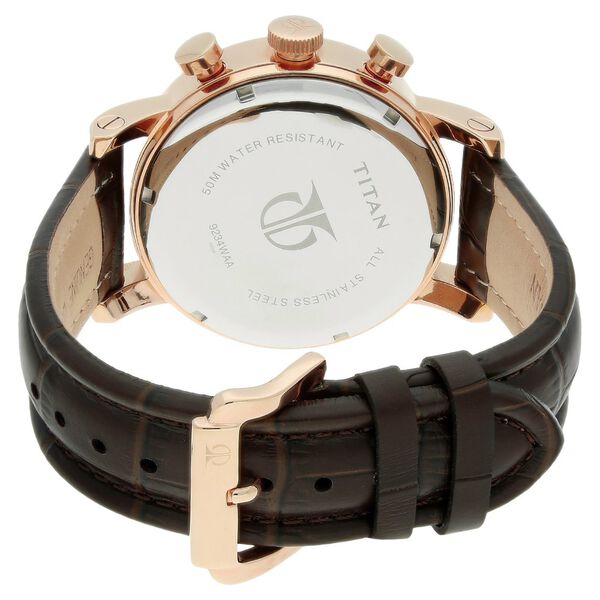 Titan Quartz Chronograph White Dial Leather Strap Watch for Men - image number 3