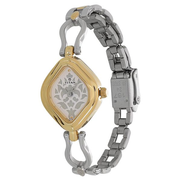Titan Quartz Analog White Dial Stainless Steel Strap Watch for Women - image number 1