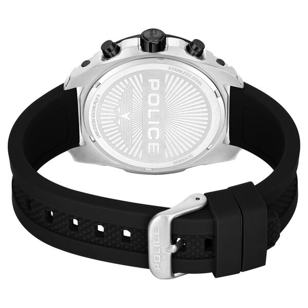 Police Quartz Chronograph Black Dial Black Silicone Strap Watch For Men - image number 3
