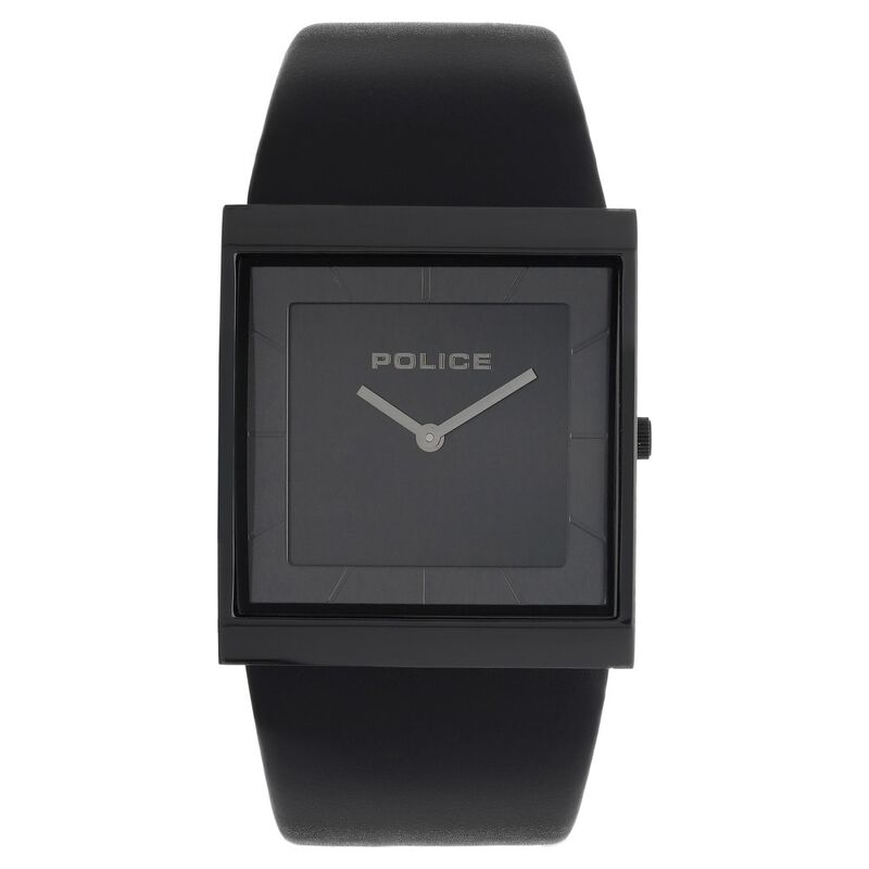 Police Quartz Analog Black Dial Leather Strap Watch for Men