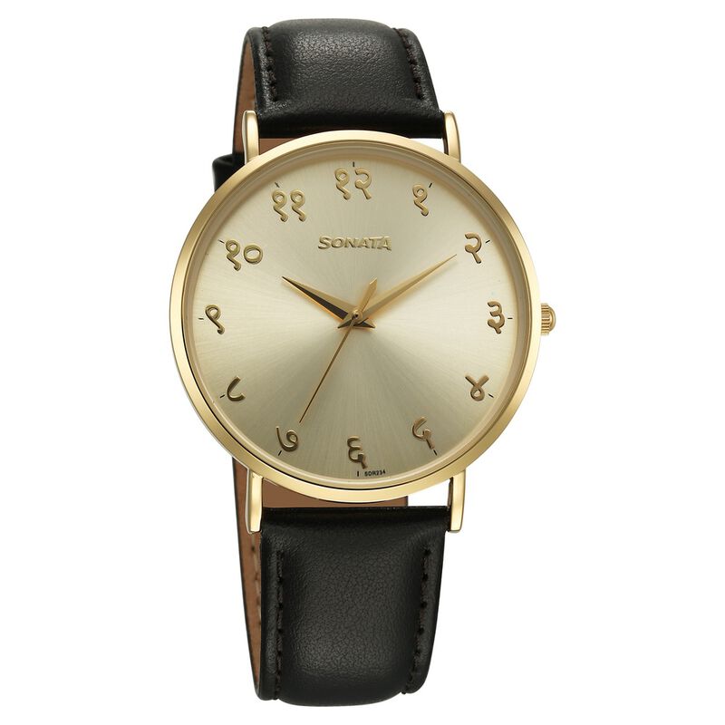 Buy Online Sonata Regional Edition Hindi Quartz Analog Golden Dial