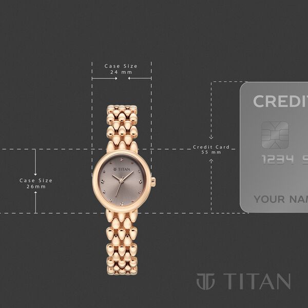 Titan Purple Serein Quartz Analog Rose Gold Dial Rose Gold Metal Strap Watch For Women - image number 3