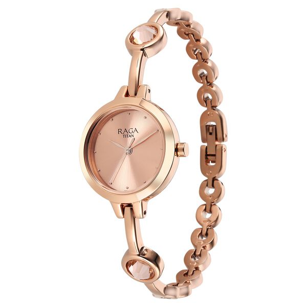 Titan Raga Viva Quartz Analog Rose Gold Dial Metal Strap Watch for Women - image number 2