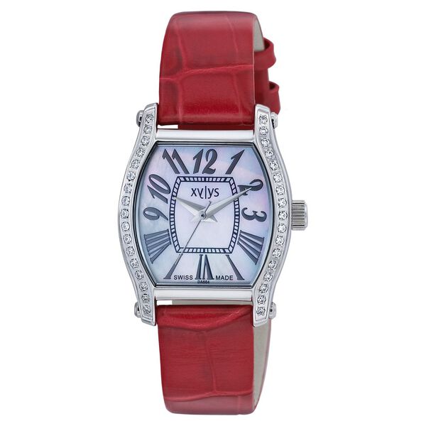Xylys Swiss Analog Red Leather Strap and Mother of Pearl Dial Watch For Women - image number 0