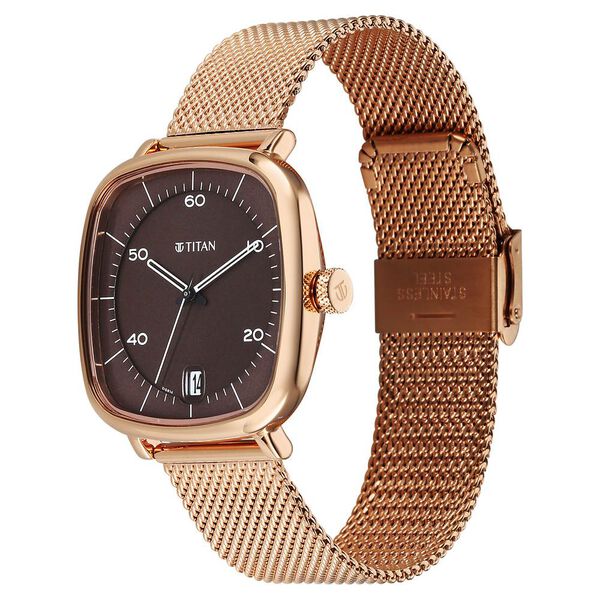 Titan Neo Curve Quartz Analog with Date Brown Dial Stainless Steel Strap Watch For Men - image number 2
