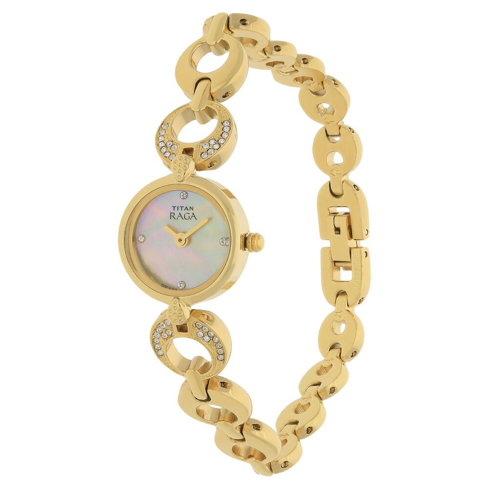 Buy Online Titan Quartz Analog Mother of Pearl Dial Metal Strap Watch for Women ns2444ym07 Titan