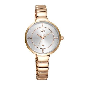 Fastrack Vyb Enigma Quartz Analog Silver Dial Stainless Steel Strap Watch for Girls
