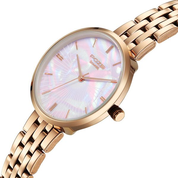 Poze By Sonata Quartz Analog Mother of Pearl Dial Rose Gold Stainless Steel Strap Watch For Women - image number 4