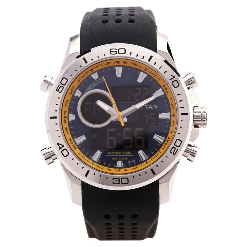 Buy Online Titan Ana Digi Blue Dial Quartz Digital Strap Watch for