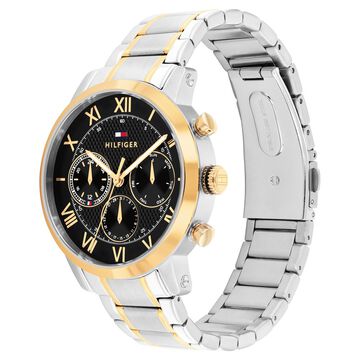 Tommy Hilfiger Quartz Multifunction Black Dial Two Toned Stainless Steel Strap Watch For Men