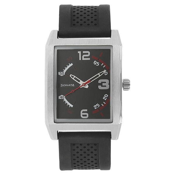 Sonata Quartz Analog Black Dial Plastic Strap Watch for Men - image number 0