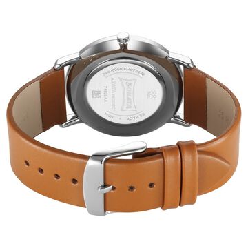 Sonata Sleek Quartz Analog Grey Dial Tan Leather Strap Watch For Men