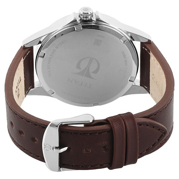 Titan Smart steel Beige Dial Analog with Date Leather Strap watch for Men - image number 3