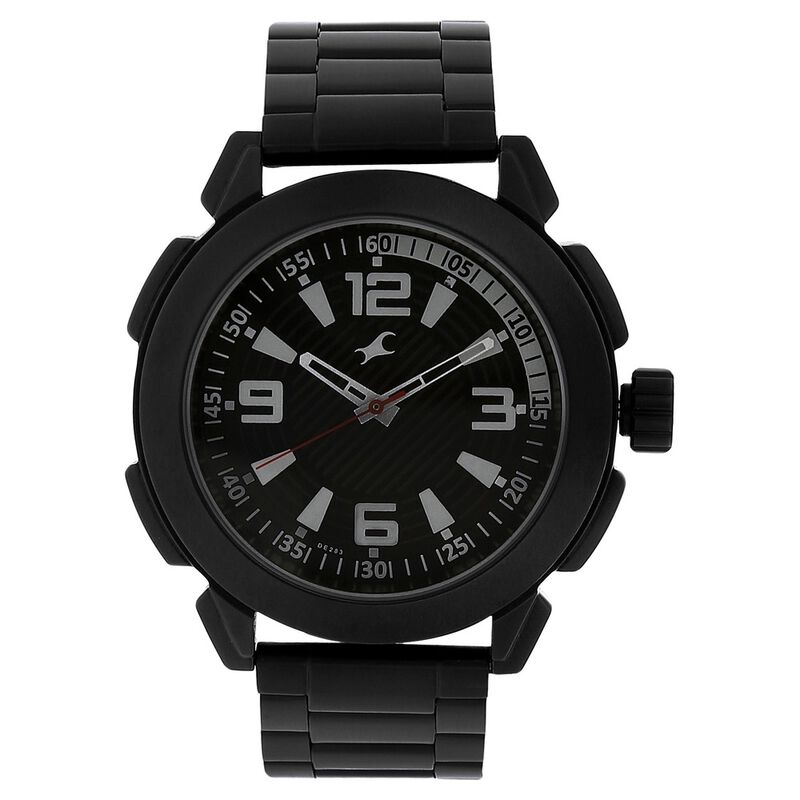 Fastrack Quartz Analog Black Dial Stainless Steel Strap Watch for Guys