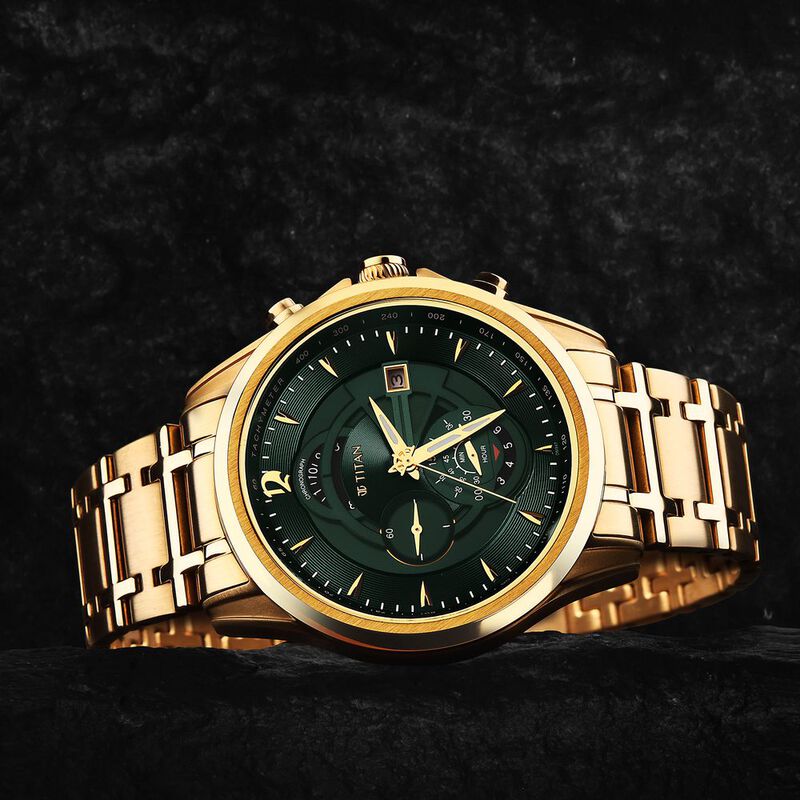 Titan Regalia Premium Green Chrono Stainless Steel Strap watch for Men - image number 1