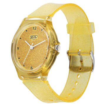 Zoop by Titan Glitter Quartz Analog Yellow Dial Polyurethane Strap Watch for Kids