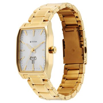 Titan Regalia Opulent Quartz Analog with Day and Date White Dial Golden Metal Strap Watch For Men