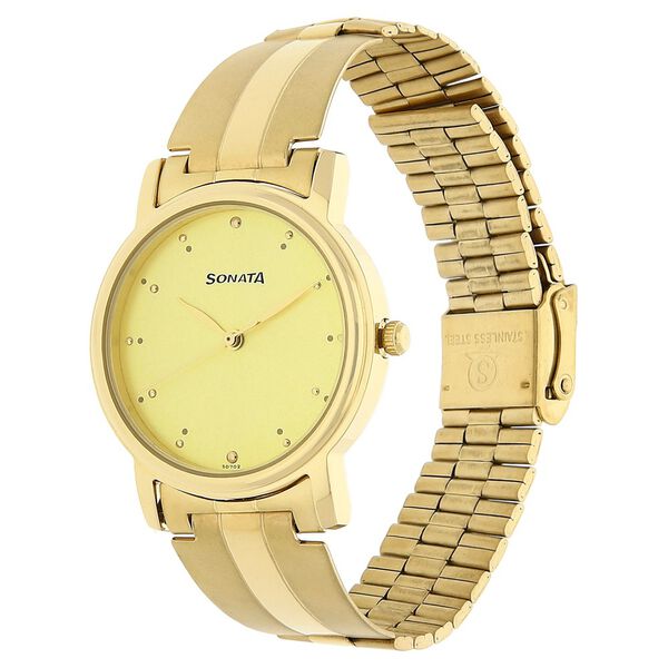 Sonata Quartz Analog Champagne Dial Stainless Steel Strap Watch for Men - image number 1