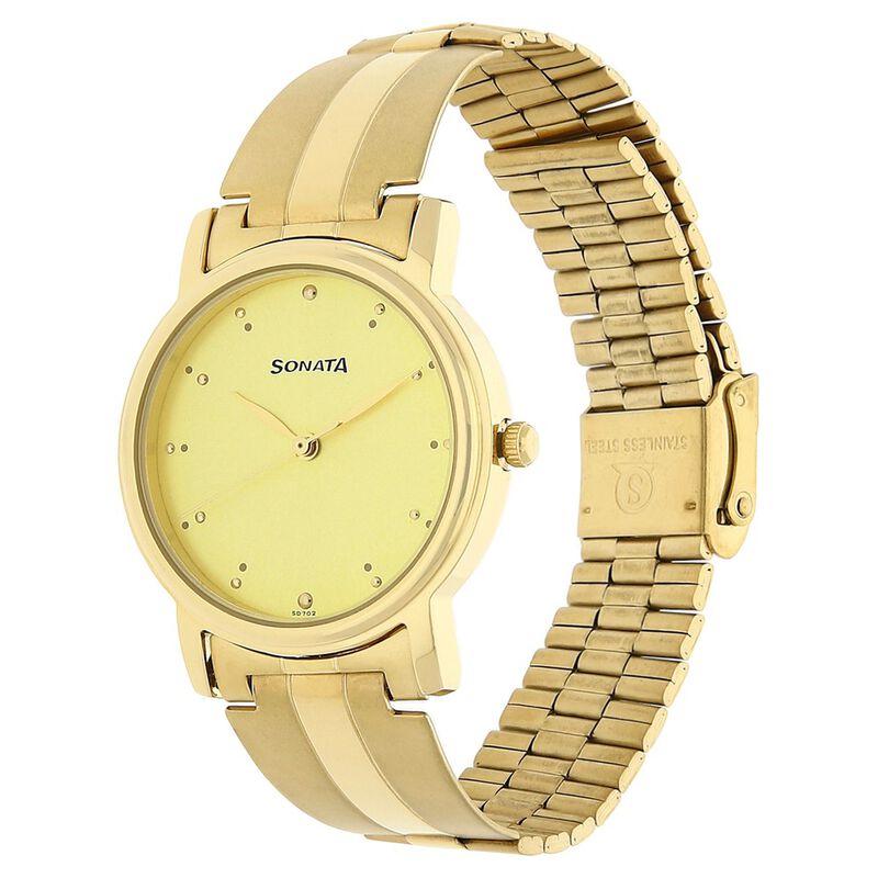 Sonata Quartz Analog Champagne Dial Stainless Steel Strap Watch for Men - image number 1