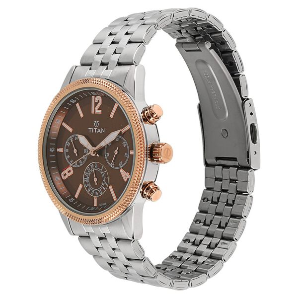 Titan Workwear Quartz Multifunction Brown Dial Stainless Steel Strap watch for Men - image number 1