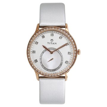 Titan Quartz Analog Mother of Pearl Dial Leather Strap Watch for Women