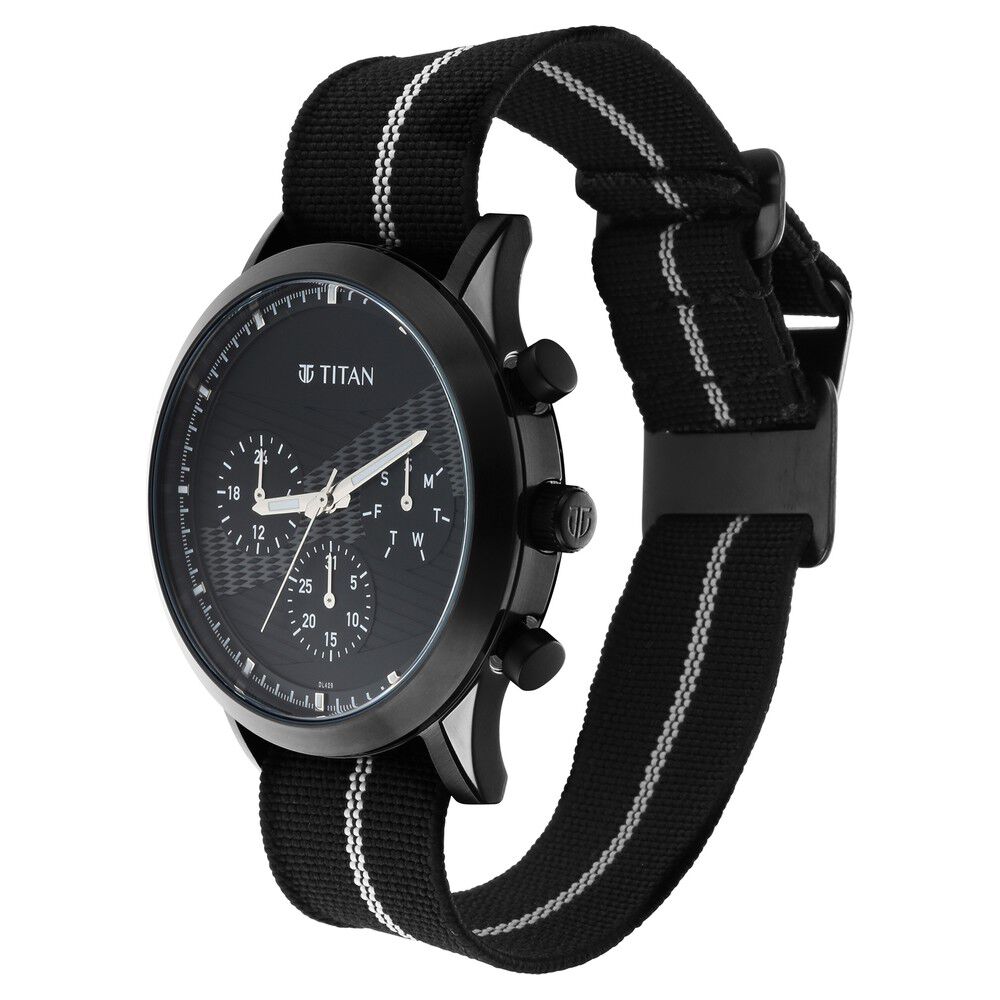 Buy Online Titan Athleisure Black Dial Quartz Multifunction Nylon