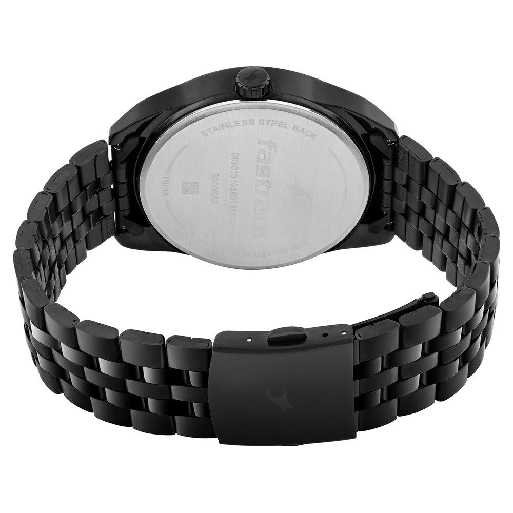 Buy Online Fastrack Crush Quartz Analog Black Dial Stainless Steel Strap Watch for Guys 3300nm01 Titan