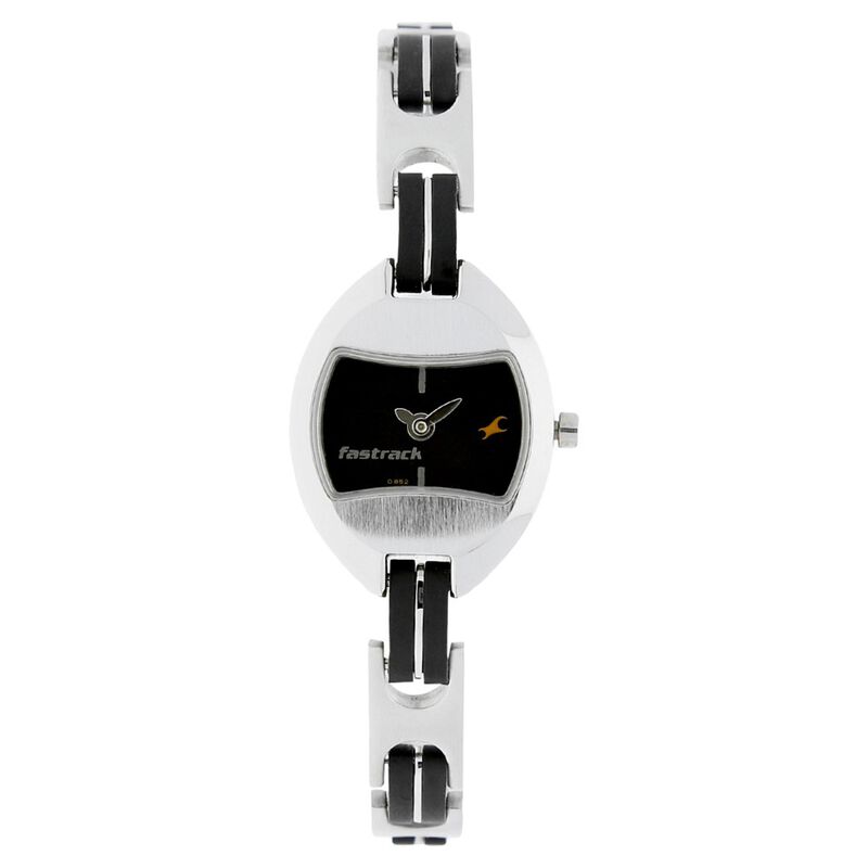 Fastrack Quartz Analog Black Dial Leather & Metal Strap Watch for Girls
