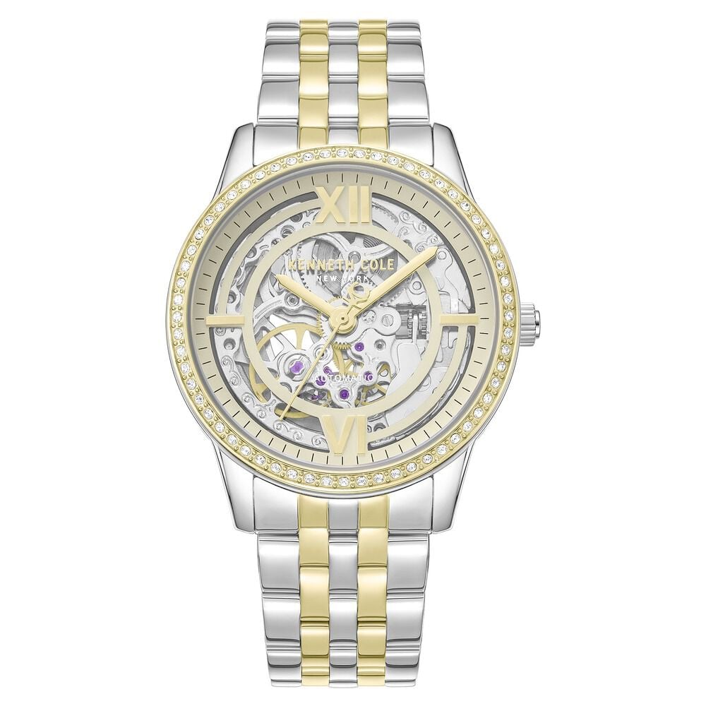 Kenneth Cole Automatic Automatic Golden Dial Two Toned Stainless Steel Strap Watch For Women-image-23
