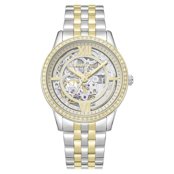 Kenneth Cole Automatic Automatic Golden Dial Two Toned Stainless Steel Strap Watch For Women - image number 0