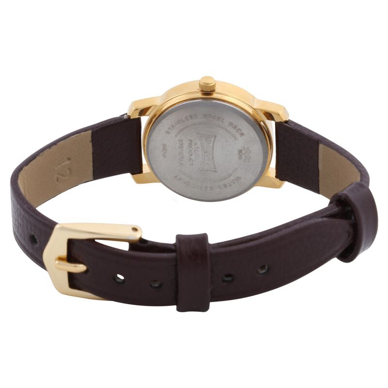 Sonata Quartz Analog Champagne Dial Leather Strap Watch for Women - image number 3