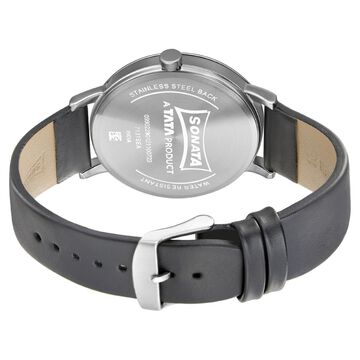 Sonata Quartz Analog with Date Leather Strap Watch for Men
