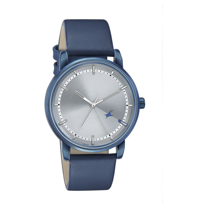 Fastrack Style Up Silver Dial Leather Strap Watch for Guys - image number 0