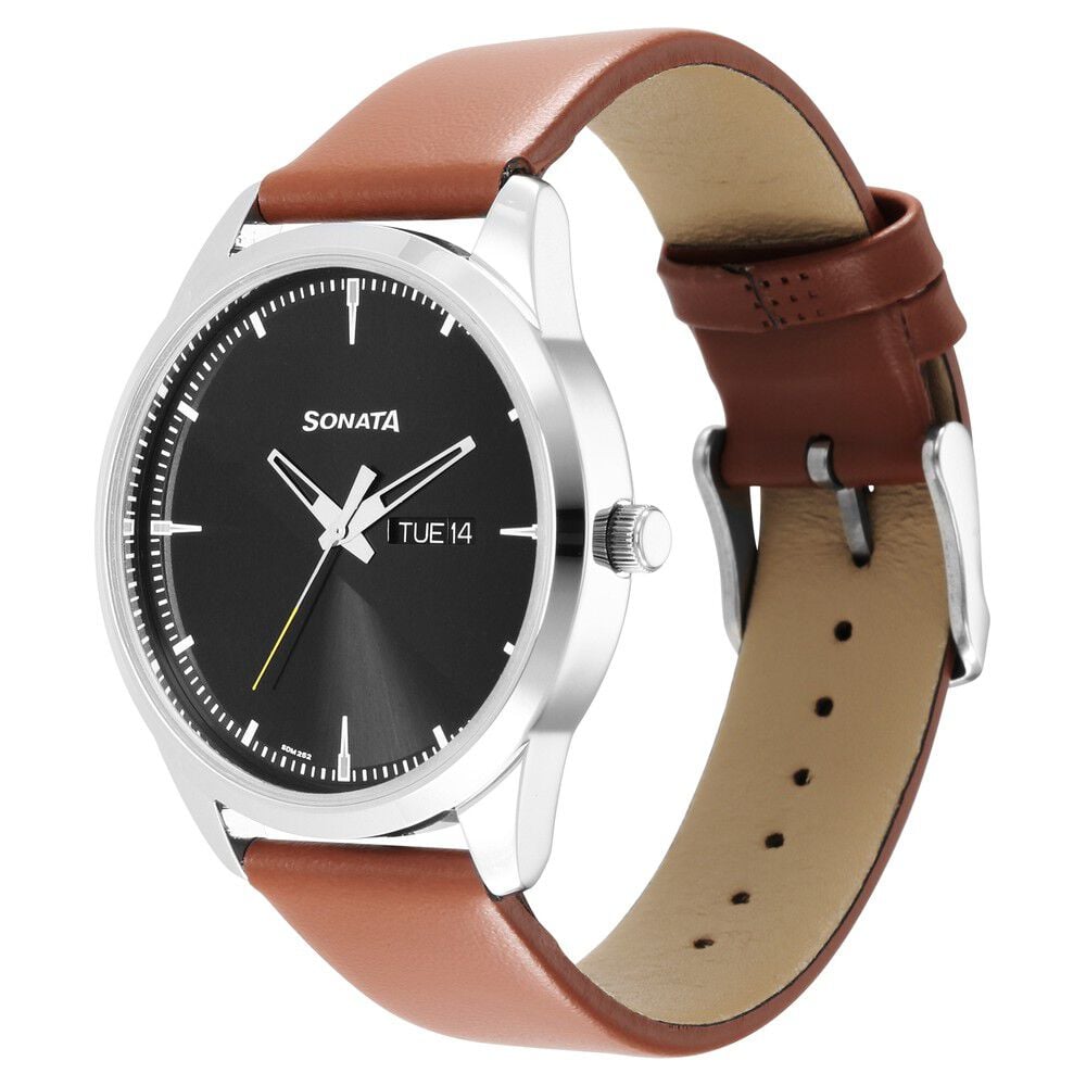 Sonata leather watches for mens online