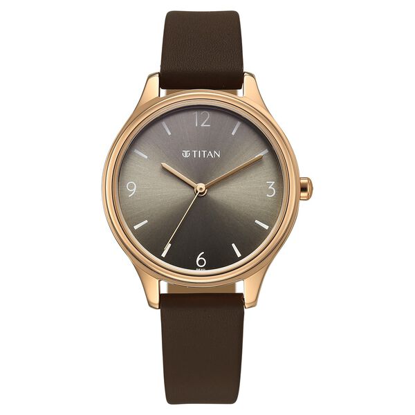 Titan Neo Quartz Analog Grey Dial Brown Leather Strap Watch For Women - image number 0