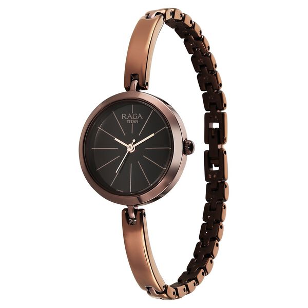 Titan Raga Viva Quartz Analog Brown Dial Brown Metal Strap Watch for Women - image number 2