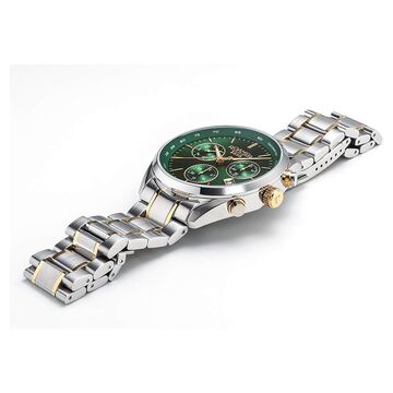 Roamer Pro Chrono Quartz Chronograph With Date Green Dial Two Toned Stainless Steel Strap Watch For Men