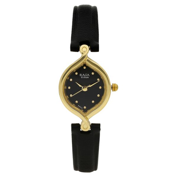 Titan Quartz Analog Black Dial Leather Strap Watch for Women - image number 0