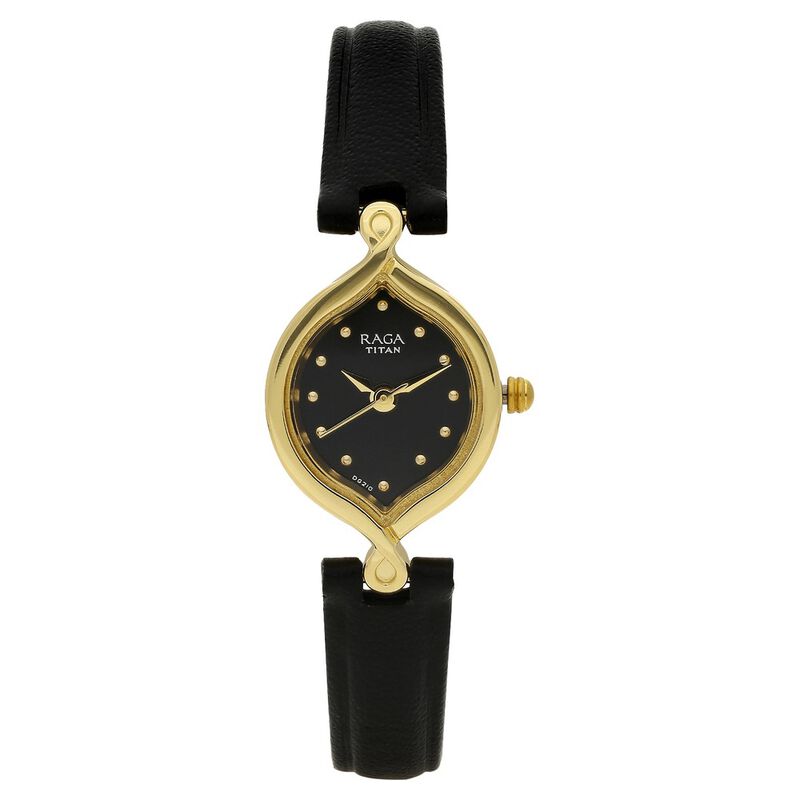 Titan Quartz Analog Black Dial Leather Strap Watch for Women