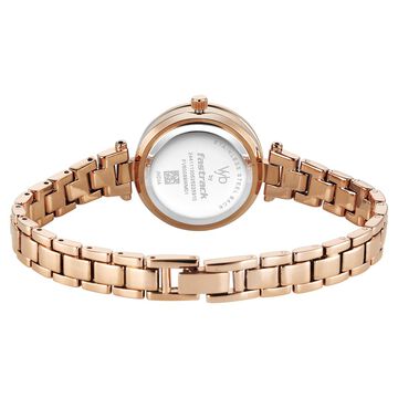 Vyb Eclipse By Fastrack Quartz Analog White Dial Rose Gold Stainless Steel Strap Watch For Girls