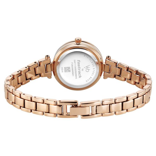 Vyb Eclipse By Fastrack Quartz Analog White Dial Rose Gold Stainless Steel Strap Watch For Girls - image number 7