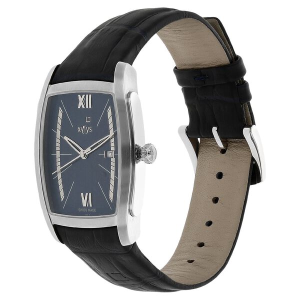 Xylys Swiss Analog with Date Black Leather Strap and Blue Dial Watch For Men - image number 1